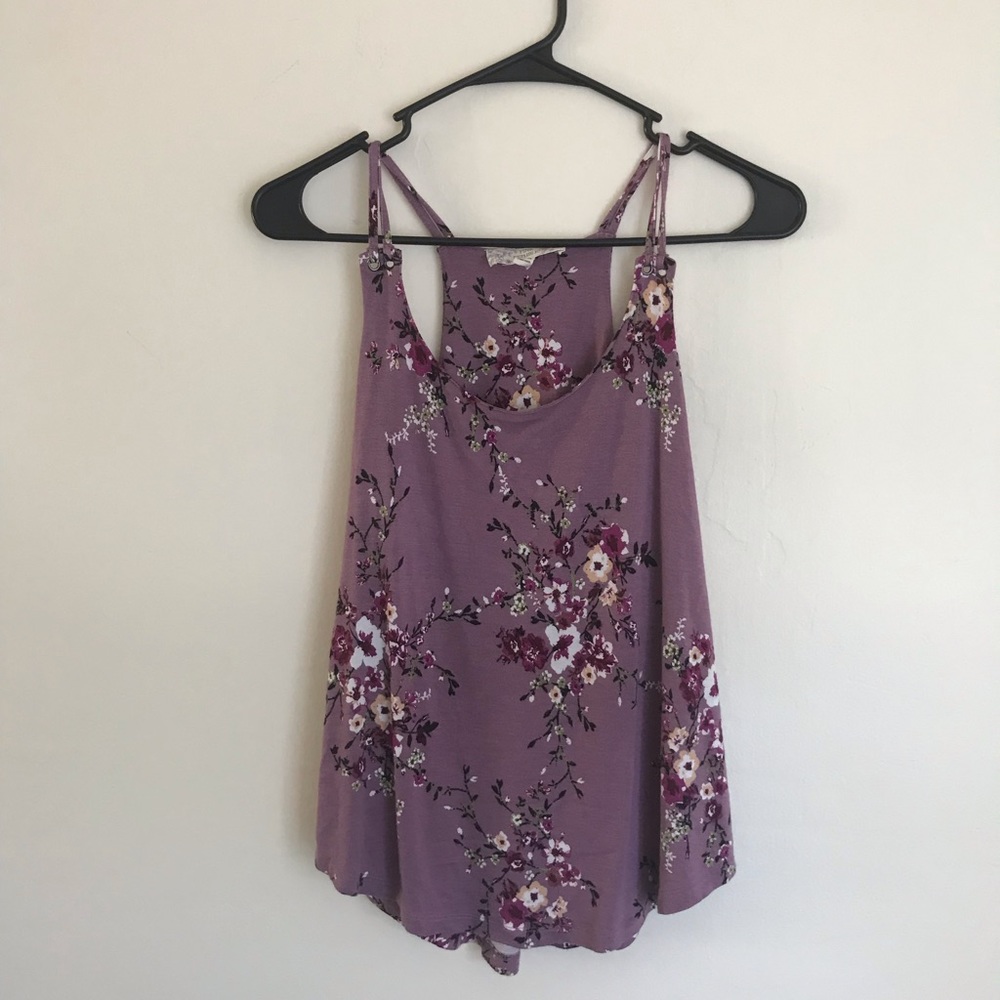 Pink Republic purple floral tank top loose fit